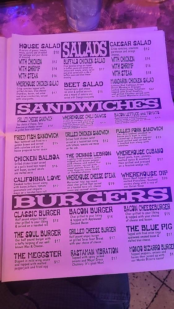 The Wherehouse Menu image 1