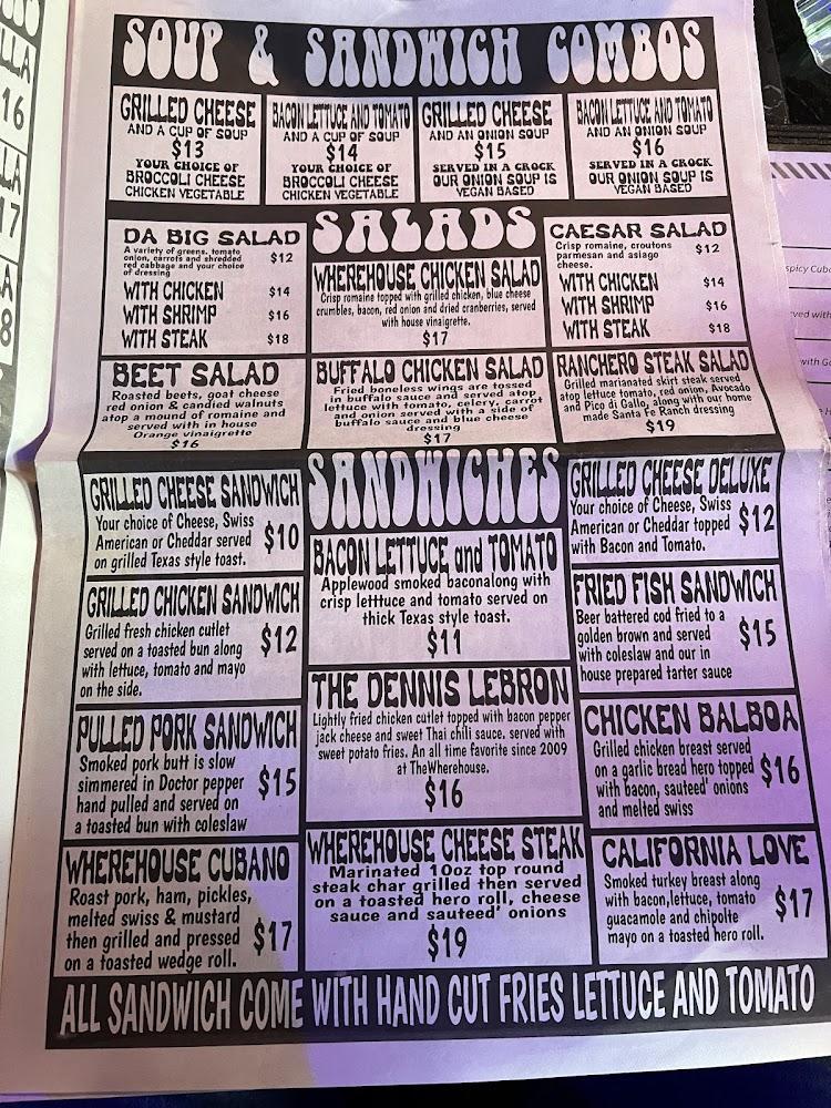 The Wherehouse Menu image 2