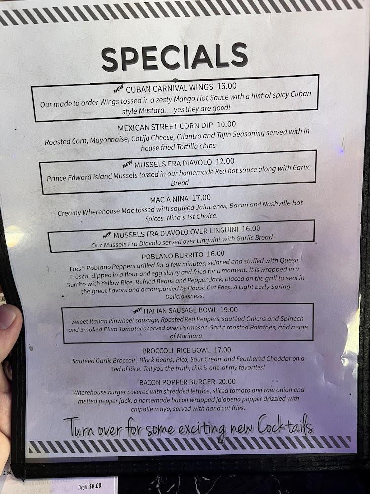 The Wherehouse Menu image 3